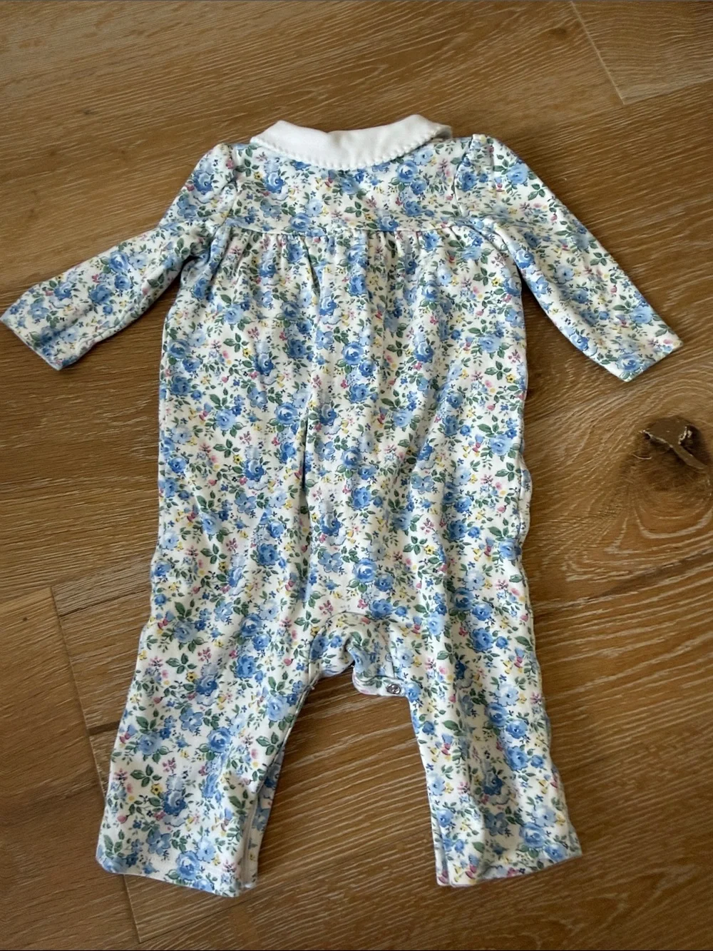 Ralph Lauren Baby Floral One-Piece Romper in Blue and White